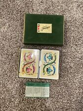 SEALED Vintage Fournier | Spain Plastic Coated | Playing Cards Green Felt Case picture
