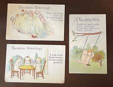 Vintage Early 1900’s Postcards children Poker Game Swing Hayride Vacation picture