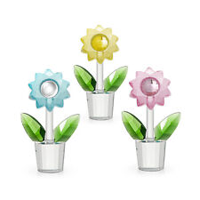 3Pcs Color Crystal Sunflower Figurine Glass Flower Ornament Table Decor Gift picture