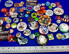 Over 50 Vintage Buttons Pins - Advertising Promo Pinbacks Grab Bag Resale Gifts picture