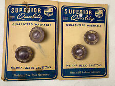 Vintage SUPERIOR Quality  Gold Lustered Lavender Glass Buttons  Eyes Floral  G picture