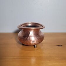 19th Century Antique Copper Bowl Hammered Copper Bowl Footed with Brass Feet picture