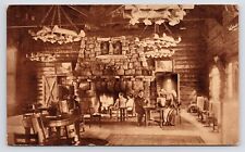 1911~Pebble Beach California CA~Lodge~Great Hall~Fireplace~Vtg Antique Postcard picture