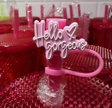 New Pink Hello Gorgeous Straw cover topper picture