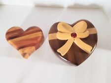 2x Carved Wood Heart Trinket Boxes  picture
