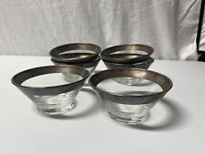 Dorothy Thorpe MCM Vintage Silver Rimmed Dessert Bowls Set Of 6 picture