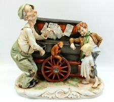 VINTAGE MARBRO ITALIAN ORGAN GRINDER WITH MONKEY, BOY & GIRL ON PIANO FIGURINE picture
