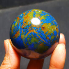 220GNatural Polished Phoenix Blue Gold agate Crystal BALL Madagascar 5473+ picture