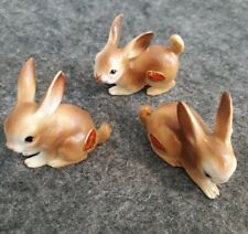 (3) Vtg. Rabbits Bone China Miniature Figurines Original stickers&Box Japan picture