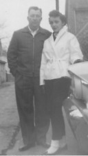 3F Photograph 1958 Cute Couple Handsome Man Beautiful Woman Front Old Car 1950s picture