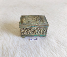 1920 Vintage Embossed Brass Box Jewelry Decorative Collectibles Rich Patina M306 picture