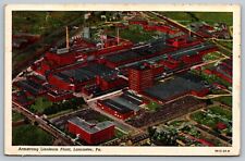 Lancaster PA Pennsylvania, Aerial View, Armstrong Linoleum Plant Linen Postcard picture
