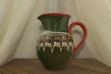 51. Antique Bulgarian Troyan Clay Pitcher : Green Peacock Eye picture