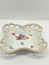 Antique Silesia Germany Fruit Bowl Gilded Gold Reticulated Floral 10