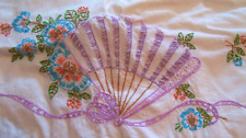 Nice Vintage Single Hand Embroidered Pillow Case Crochet Edge Fan Floral picture