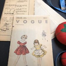 Vintage 1953 Vogue No. 2645 Girls Dress & Apron Punched Pattern Sz 2 Antique picture