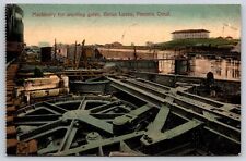 Panama Canal Machinery for Working Gates Gatun Locks 1913 Postcard A1 picture