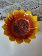 Russ Berrie Sunflower Harvest Dish Handpainted Dishwasher & Microwave Safe picture