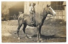 Young Cowgirl In Western Clothing On Horse, Antique RPPC Photo Postcard picture