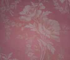 Antique French Shabby Floral Poppy Ticking Damask Cotton Fabric~Blush Coral Pink picture