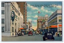 c1940's First National Bank, Woolworth, Drugstore Orlando Florida FL Postcard picture