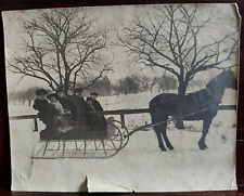 Antique 5 x 4 Photo Horse Drawn Sleigh Ride Corfu NY picture