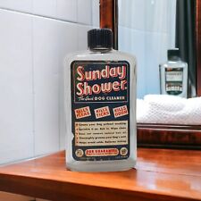 Vintage Sunday Shower Dog Shampoo Glass Bottle Paper Label Boston Terrier Clear picture