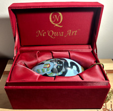 NE QWA ART Cold Cat Painted Holiday Ornament with Original Box/Tag CD-BL-304 picture