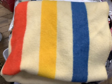 VTG 40's-50's Early Settler Multi-Stripe Wool Blanket-Hudson Bay Style 81