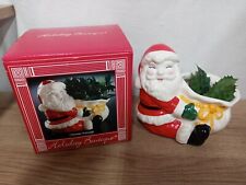 Vtg 1993 Christmas Santa Ceramic Planter Original Box Holiday Boutique picture