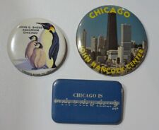 Chicago Pinback Buttons 1970's Vintage Collectible Metal Lot Of Three Nice picture