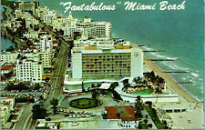 Vtg 1960s Miami Beach Looking North from Seville Hotel Florida FL Postcard picture
