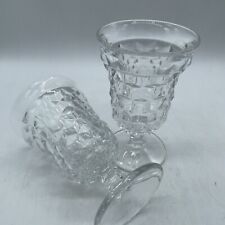Fostoria American Elegant Glassware Set 4 Goblet-Footed-Hexagon-Ice Cube-Vtg-6oz picture