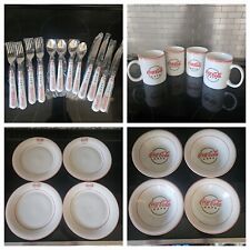 24 Piece Vintage 2002 Gibson Coca-Cola Cafe Diner Dinnerware Set For 4 picture