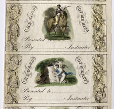 C. 1850 Rewards of Merit RARE Uncut Strip of 5 Hand Colored picture