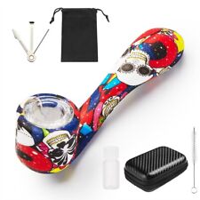 4.5'' Skeleton Silicone Tobacco Smoking Hand Pipe with 9-Hole Glass Bowl & Box picture