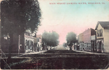 Businesses on Main Street, Looking South, Wellman, Iowa-1910 Postcard-J.J. Ward picture