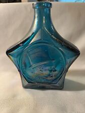W. C. FIELDS Wheaton Iridescent Blue Carnival Glass Decanter Bottle picture