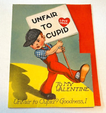VINTAGE VALENTINES CARD Doubl-Glo Boy c1940's picture