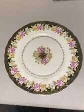 Antique Iris Bavaria Gold Pink Yellow Floral Rose Decorative Plate Dish 8.5” picture