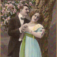 Vintage 1900s Man Woman In Love Romance Valentine Day Greeting Postcard #6 picture