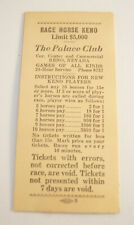 Race Horse Keno The Palace Club Reno Nevada Vintage Betting Gambling Card picture