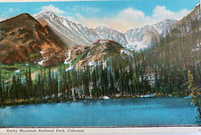 Rocky Mountain NP Bear Lake & Longs Peak Estes Park Colorado Linen Teich 1919 picture