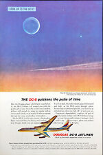 1958 Douglas DC-8 Jetliner Vintage Print Ad Used by Many Airlines Moon Contrails picture