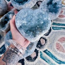 1pc 0.11-1.32LB Heart-Shape Natural Crystal Raw Cluster Sky Blue Geode Rough picture