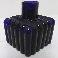 Deep Cobalt Blue Ribbed Ink Bottle c1910-15 picture