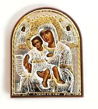 Greek Russian Orthodox Silverplated Icon Our Lady Axion Esti Po-30 8x10cm picture