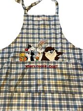 VTG 1997  Looney Tunes Tweety Tasmanian Devil Bugs Bunny Apron Embroidered Check picture