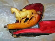 MEERSCHAUM PIPE ANTIQUE CARVED HORSE & COLT EARLY 20th CENTURY WW1 WW2 ? DAMAGED picture