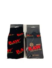 Just Released - ONE PAIR of RAW Rolling Papers BLACK SOCKS Fits: US Size 10-13 picture
